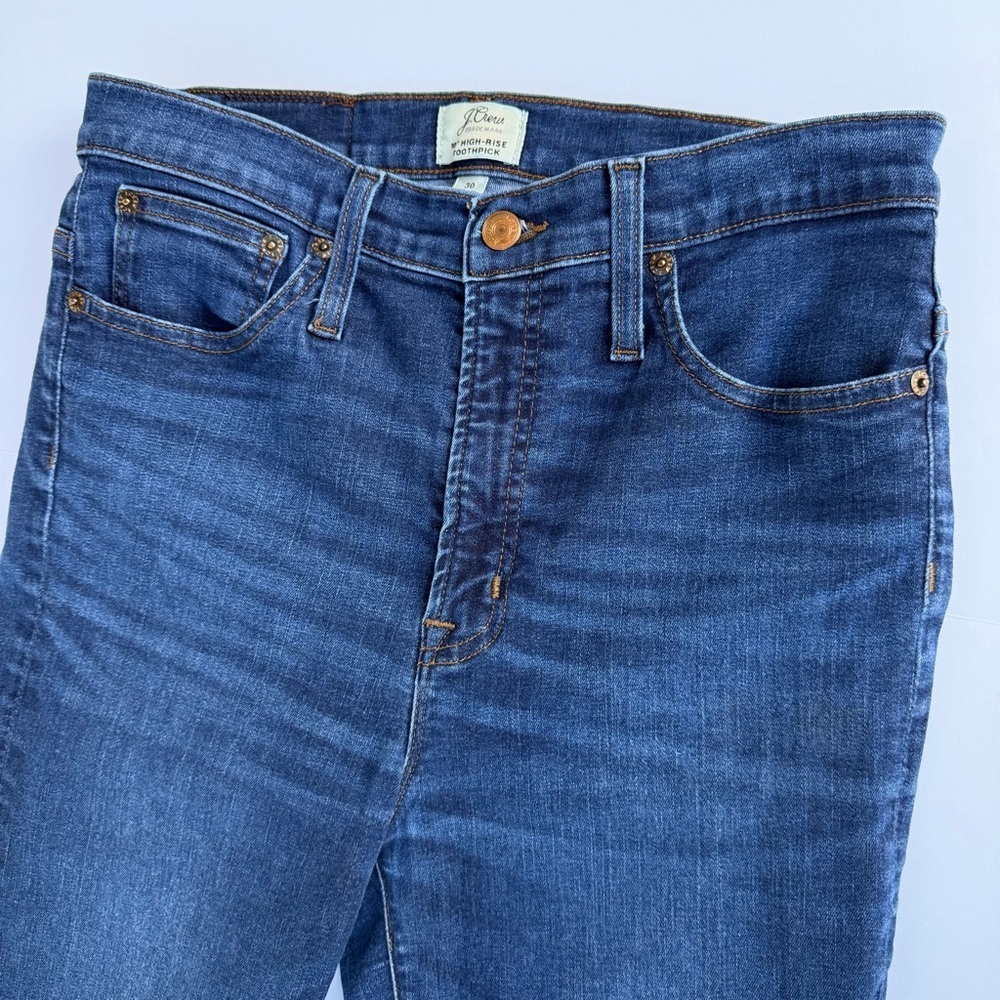 Woman’s J.Crew High Rise Toothpick Denim Jeans Size 30w x 28 Inseam​​ - Picture 2 of 9